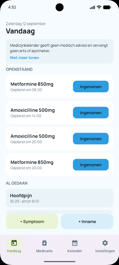 Medicijnkalender Mobile App